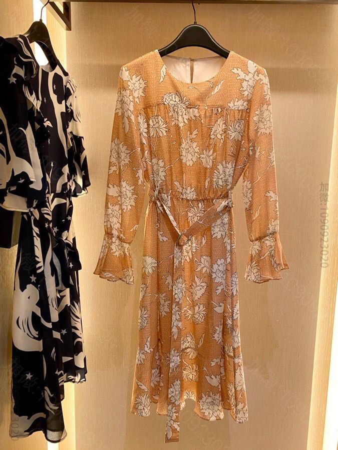 VALTINO 100%SILK真丝裙印花连衣裙