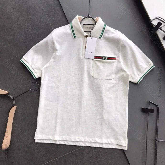 gucci三标齐全春夏新款领口原版五金logo字母纽扣衬衣polo衫