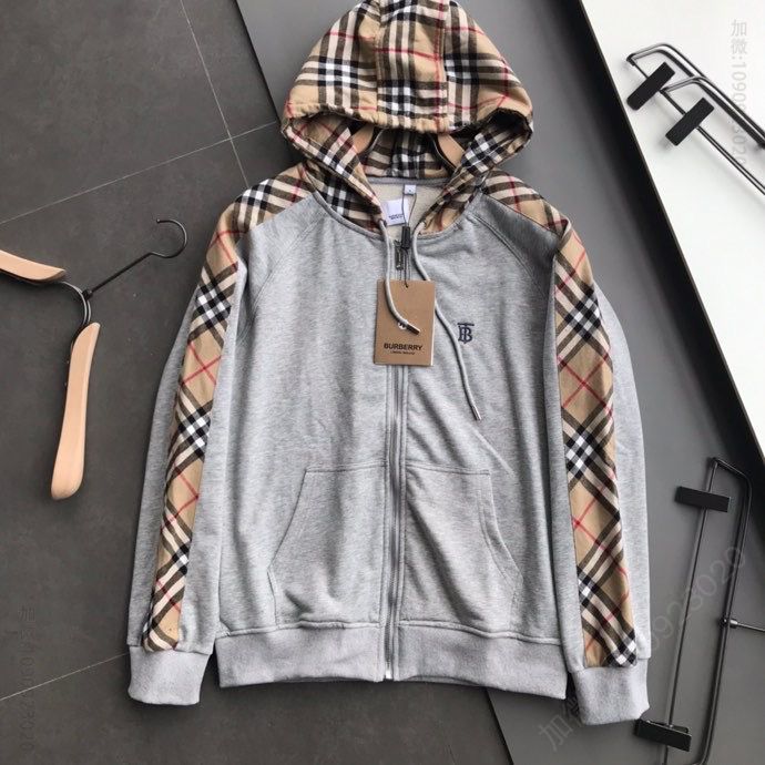 巴宝莉Burberry三标齐全最新秋款情侣连帽开衫卫衣外套