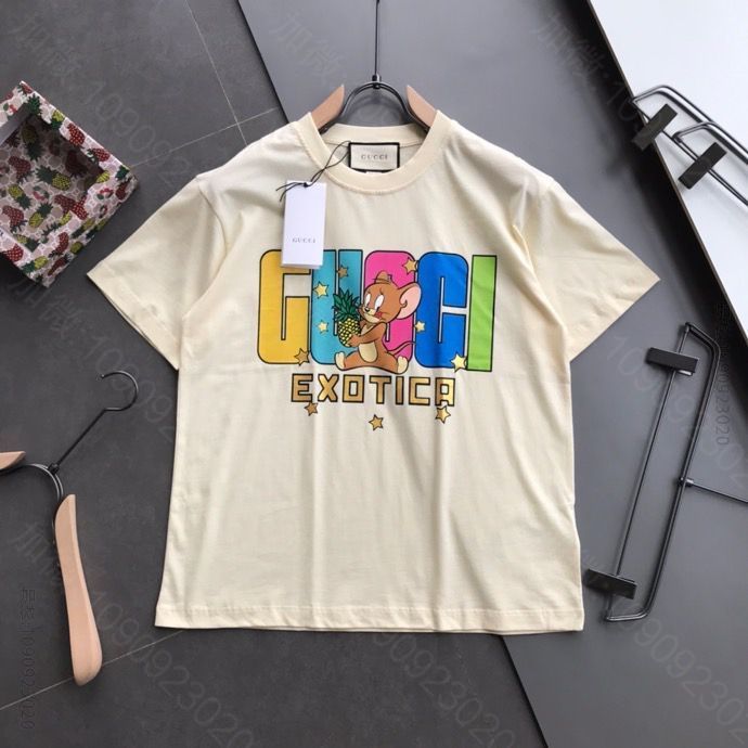 gucci三标齐全原版水洗麦米老鼠印花大logo、男士短袖T恤