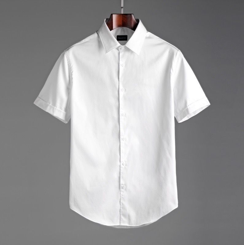 Zegna 杰尼亚 2023专柜最新款男士黑标商务必备款短袖衬衫
