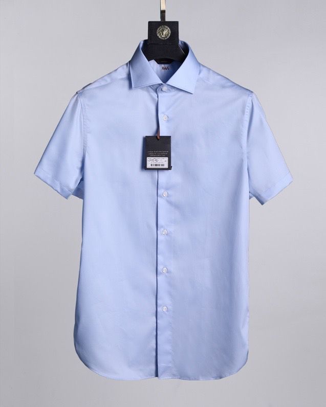 Zegna 杰尼亚 2023专柜最新款EZxxx系列男士缎纹短袖衬衫