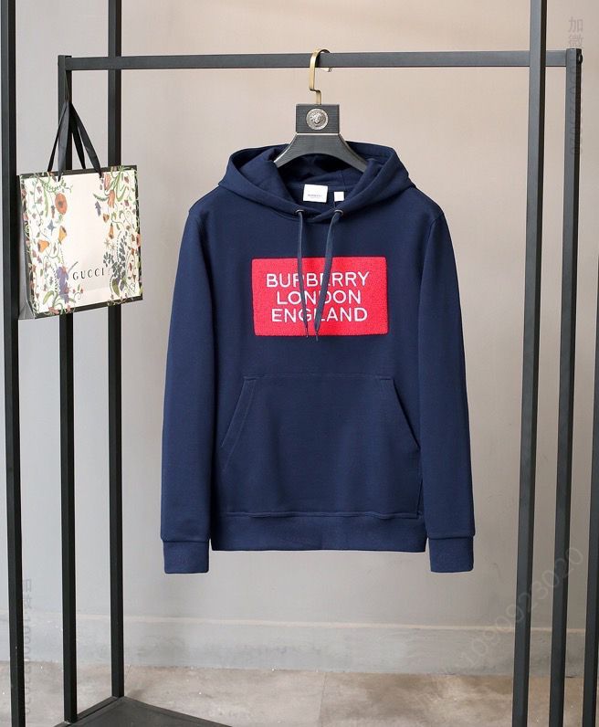 Burberry2023秋冬加厚保暖前面绣字母卫衣帽衫戴帽情侣款卫衣