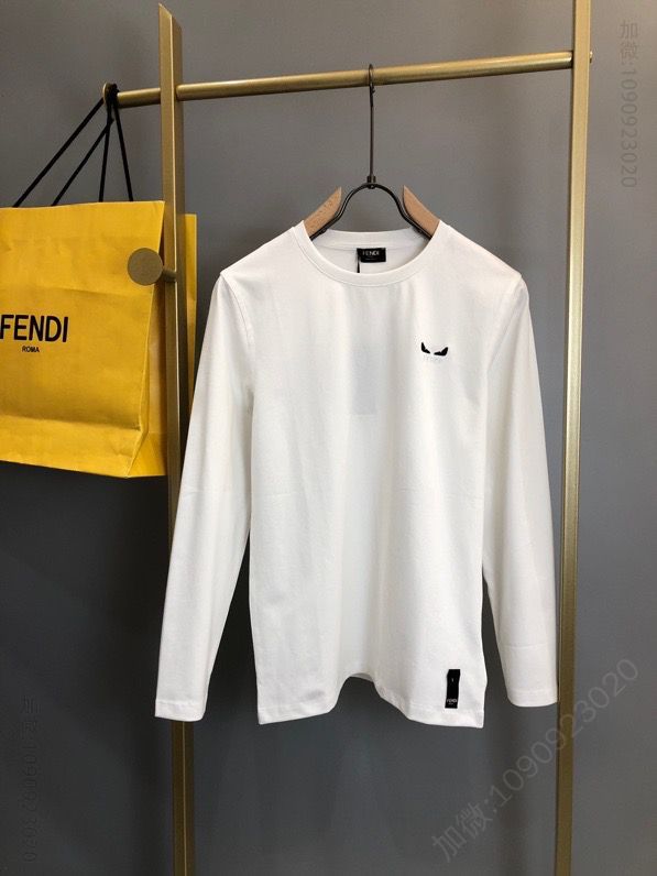 Fendi 20fw新款小怪兽眼睛刺绣圆领长袖T恤
