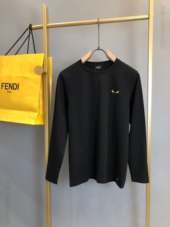 Fendi 20fw新款小怪兽眼睛刺绣圆领长袖T恤