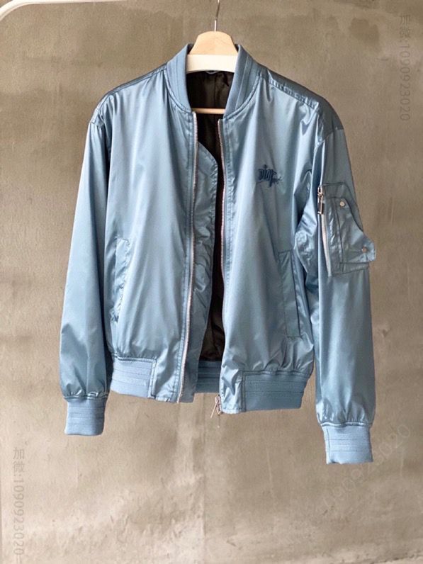 D1or x Stussy联名# 2023Fw新品缎面雾霾蓝飞行员外套