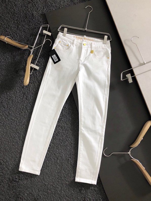 阿玛尼男装牛仔裤 AMN顶级白色附近字母装饰扣打造纯色牛仔裤 高仿阿玛尼牛仔裤 
