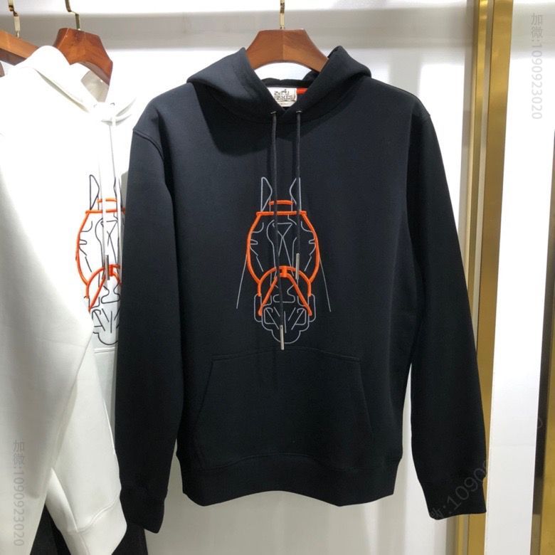 H 20秋冬欧洲限定款马头刺绣主题设计连帽卫衣