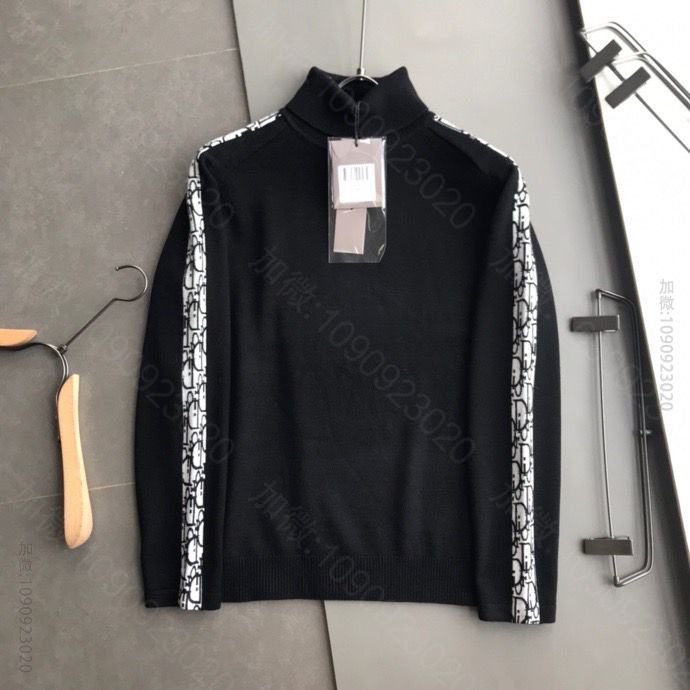 Dior新款三标齐全秋冬新品 经典老花织带高领纯毛衣