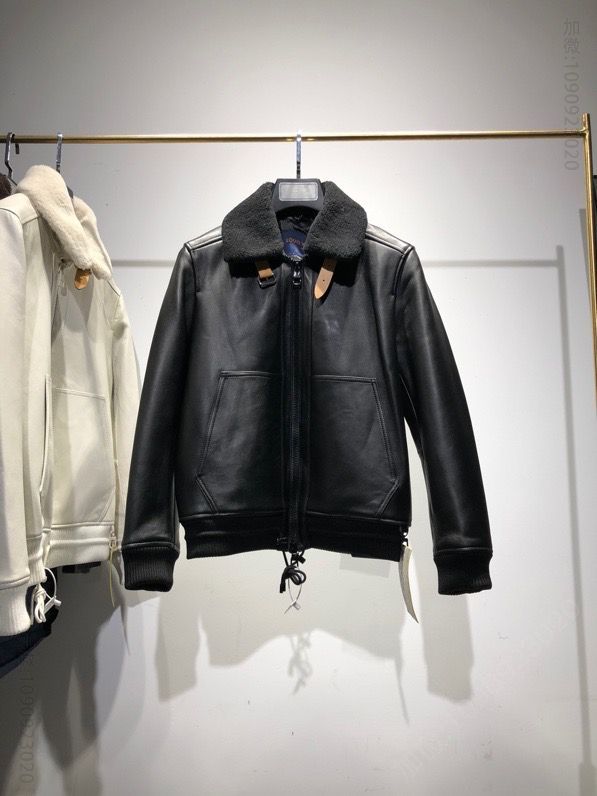 男士羊羔毛领短款小羊皮机车皮衣外套夹克
