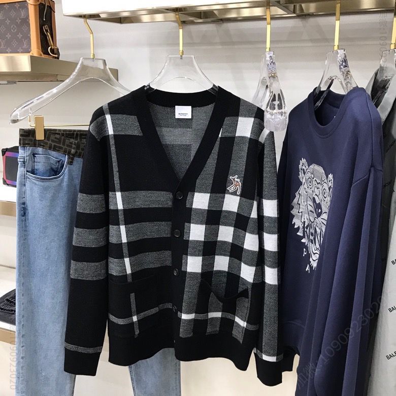 BBR 20秋冬新款小鹿刺绣格纹羊毛开衫上衣外套