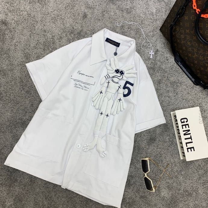 LV男装短袖衬衫 Louis Vuitton 20AW专柜限定款 怪兽玩偶公仔衬衫 原单LV短袖衬衫 