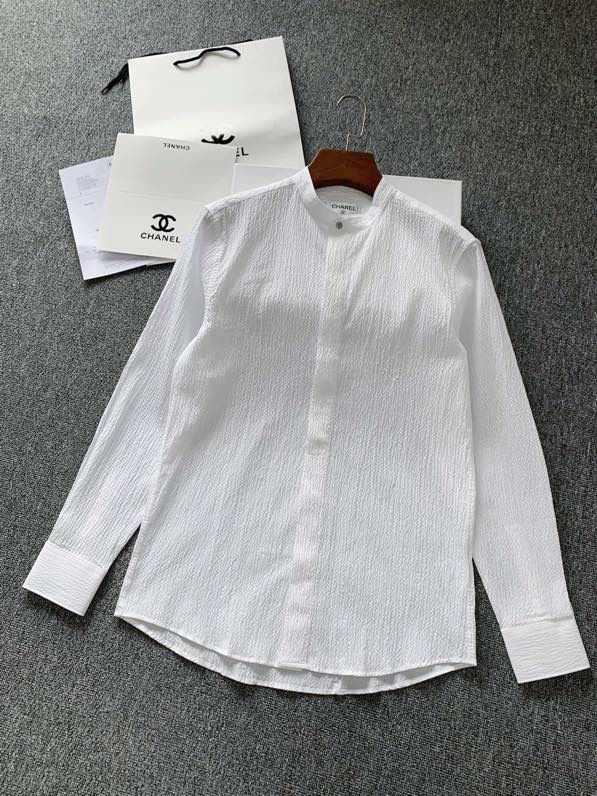 （白色）香奈儿 经典立领泡泡棉 衬衫