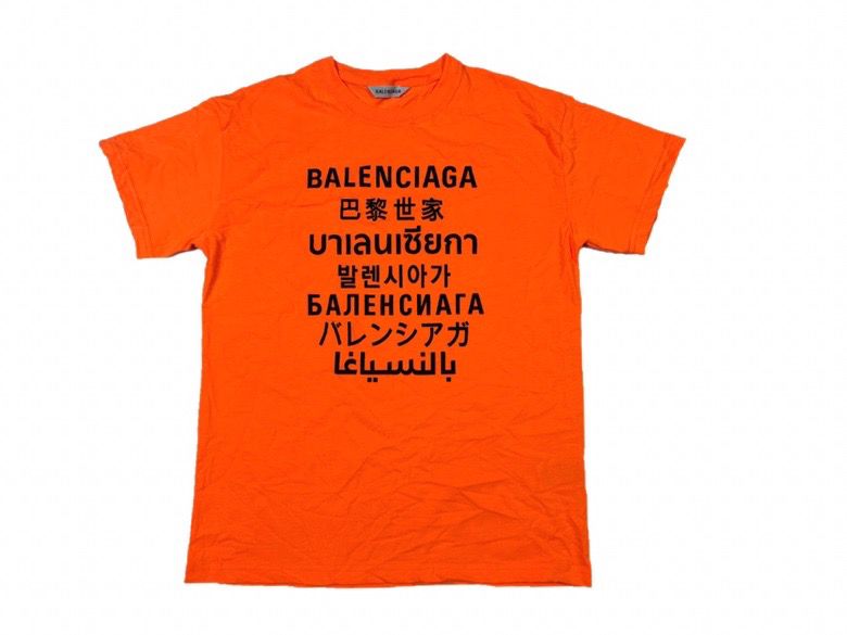 巴黎世家男装T恤 BA语言系列短袖 • 荧光橙 原单巴黎世家短袖T恤 