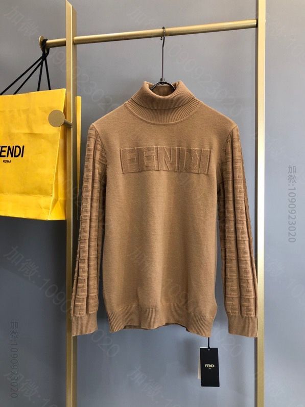 FENDI 胶囊系列经典FF图案高领毛衣