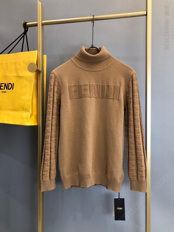 FENDI 胶囊系列经典FF图案高领毛衣