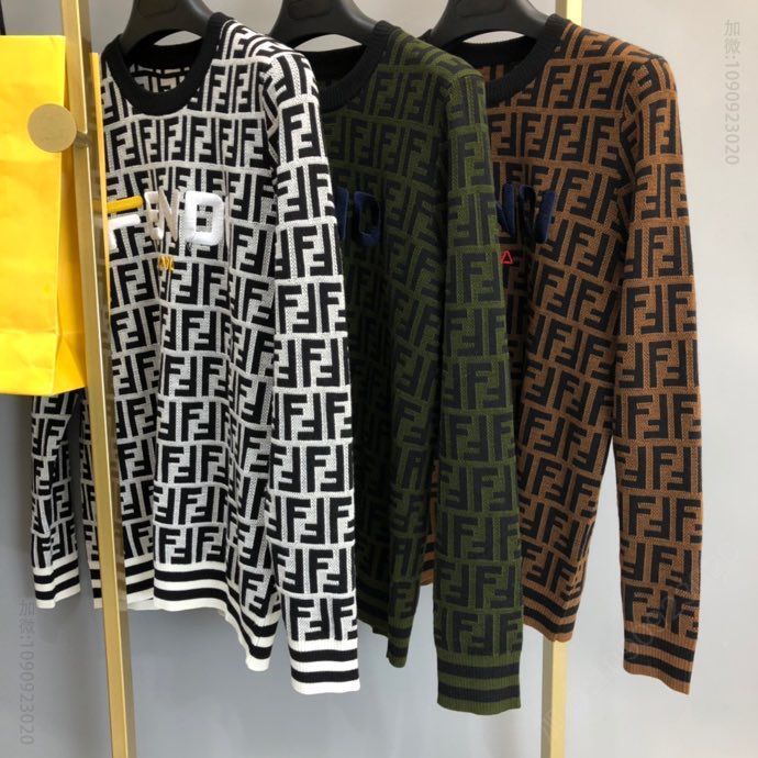 Fendi 20AW新款FD家族经典双F圆领羊毛衫