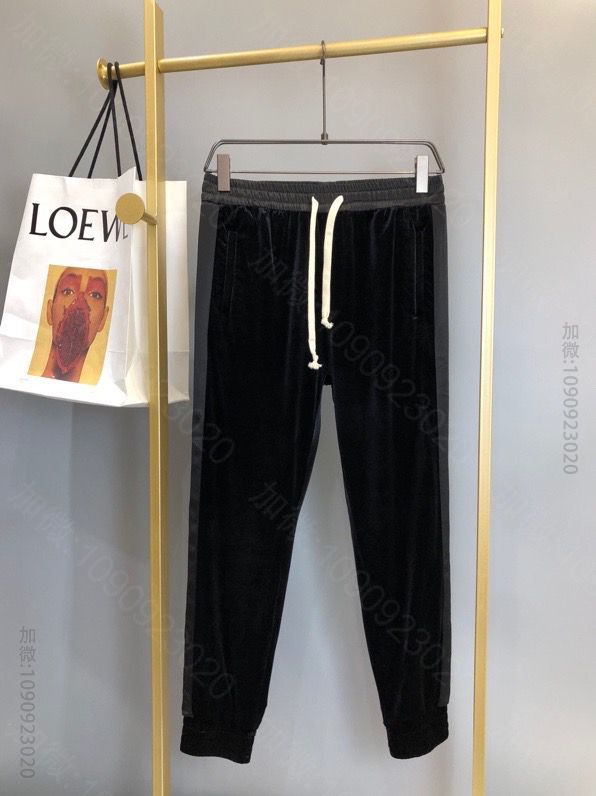 Gucci 20秋冬新款 饰标签宽松绳绒慢跑长裤