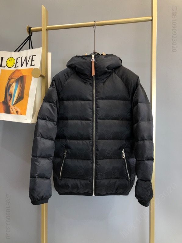 Loewe 2023FW秋冬最新品满印logo提花鹅绒连帽羽绒