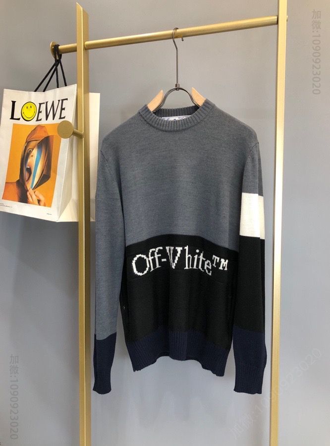 OFF WHITE 时尚潮牌 2023AW秋冬新品撞色logo针织衫