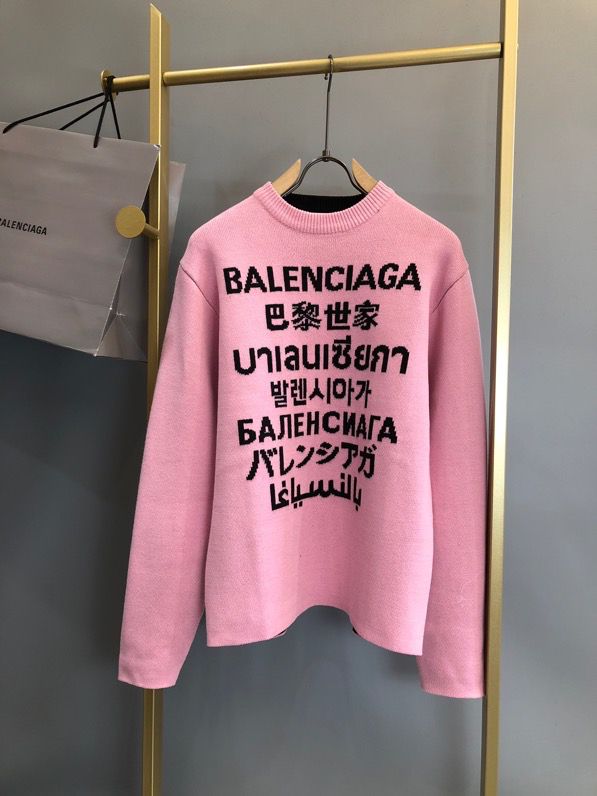 Balenciaga 2023多国语言简约圆领套头毛衣