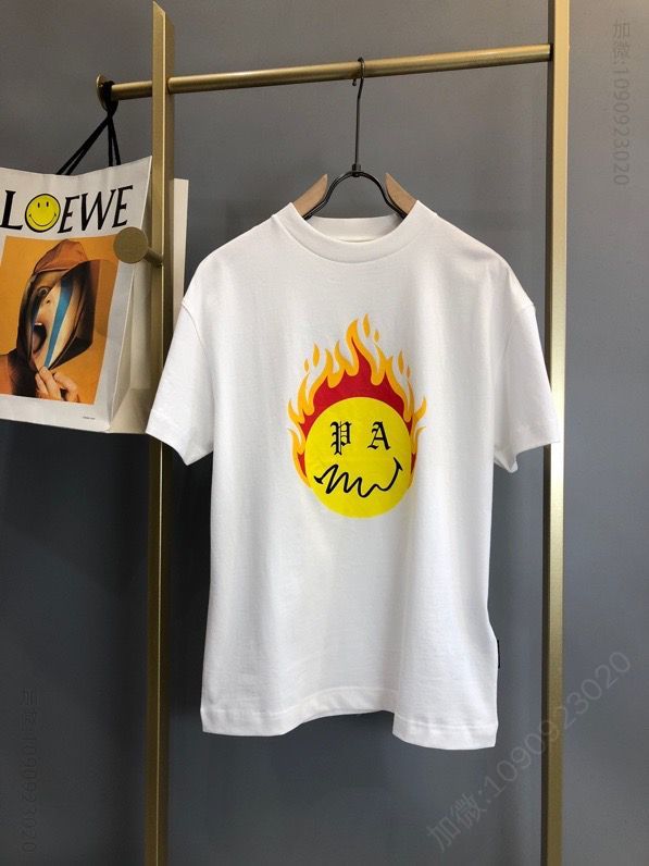 Palm Angels 棕榈天使 2023SS春夏新品拼色PA笑脸圆领短袖T恤