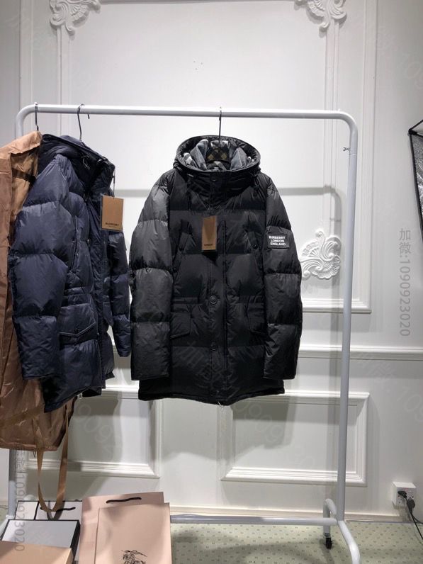 新品BBR中长款连帽羽绒服
