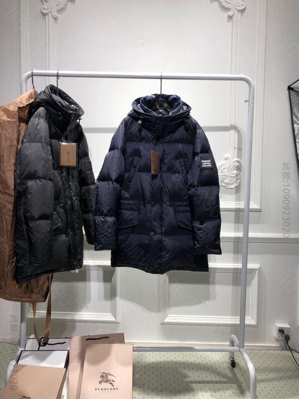 新品BBR中长款连帽羽绒服