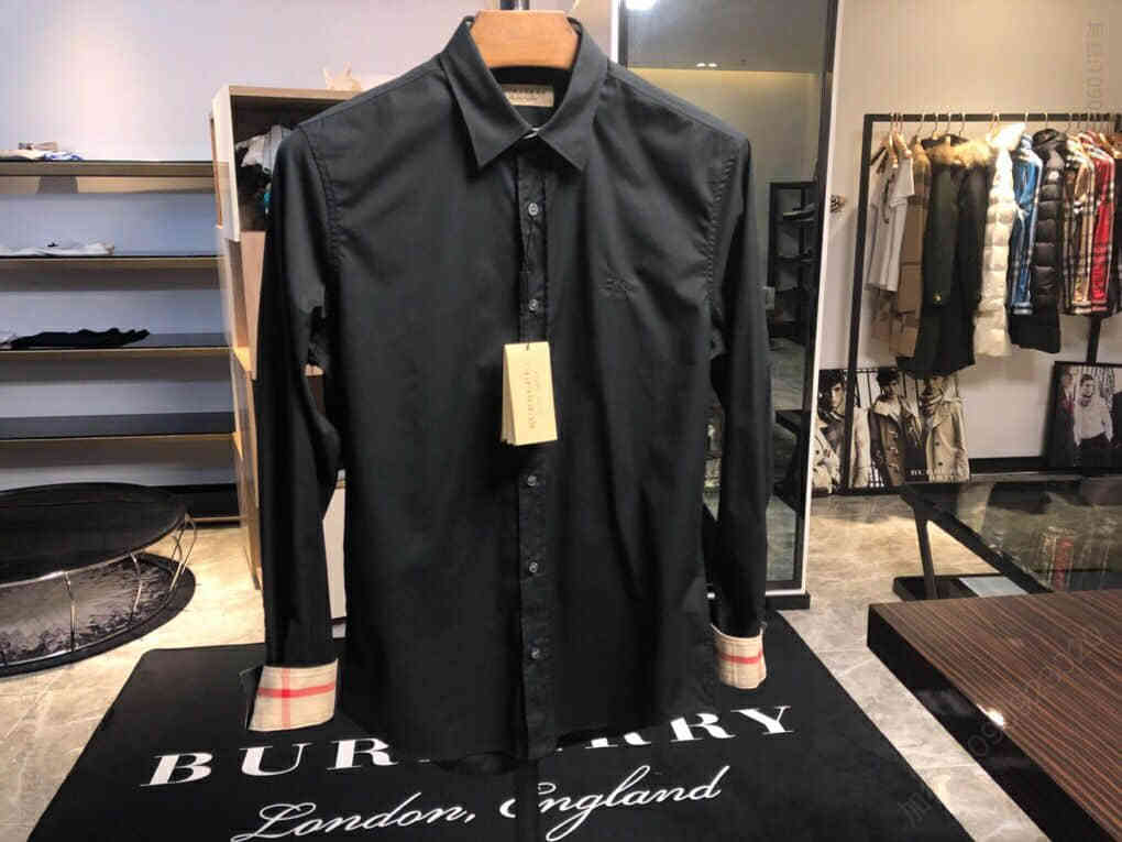 Burberry巴宝莉格纹拼接装饰弹力府绸衬衫衣