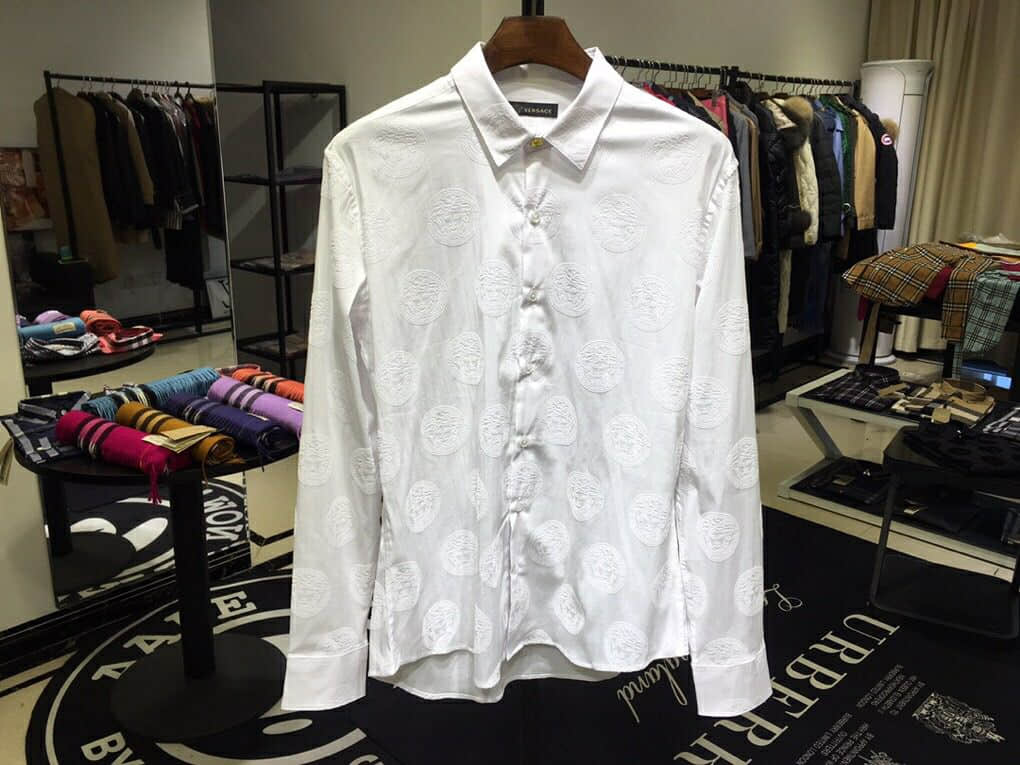 范思哲-Versace【植绒白色】【黑色植绒款】2023ss专柜最新款衬衣