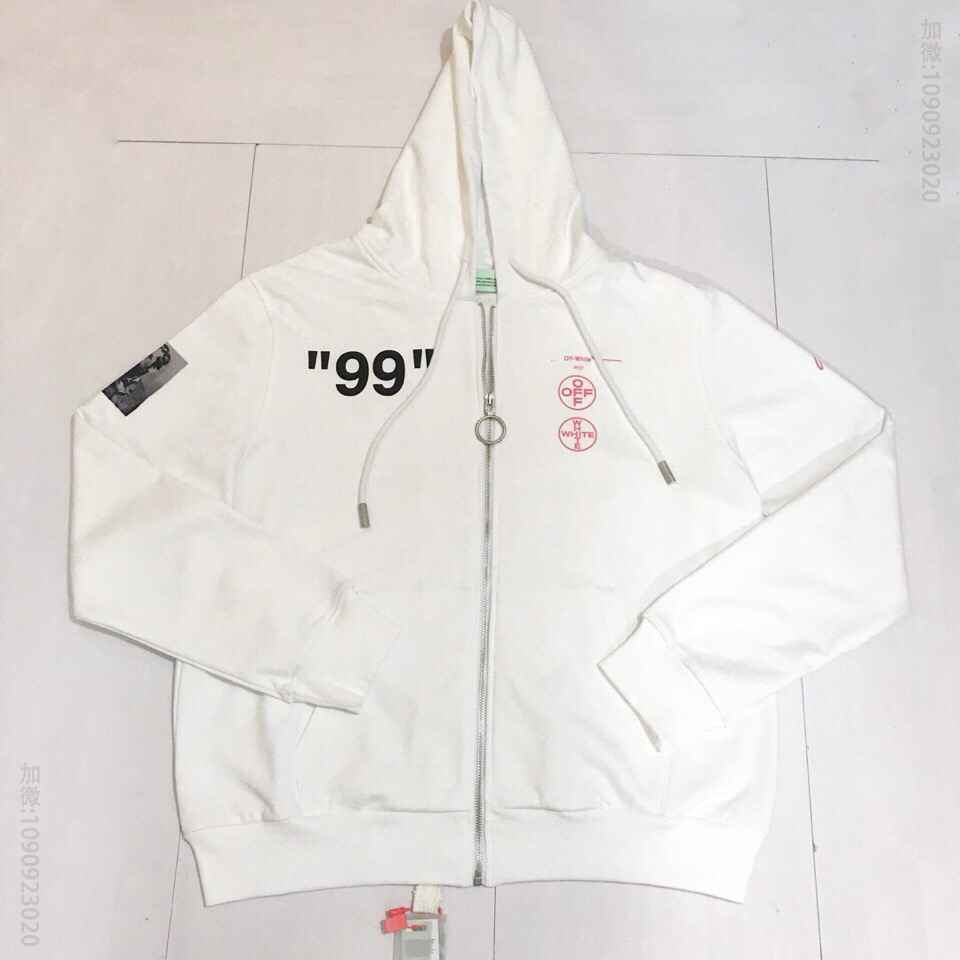 Ow19fw 粉字莫奈帆船油画拉链卫衣外套