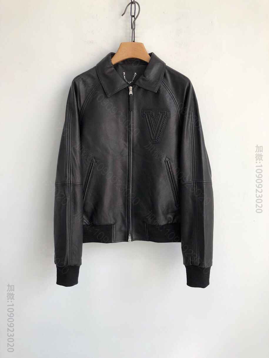 LVV 1A30PD 路易威灯男款立体剪裁荔枝纹牛皮质飞行员皮夹克