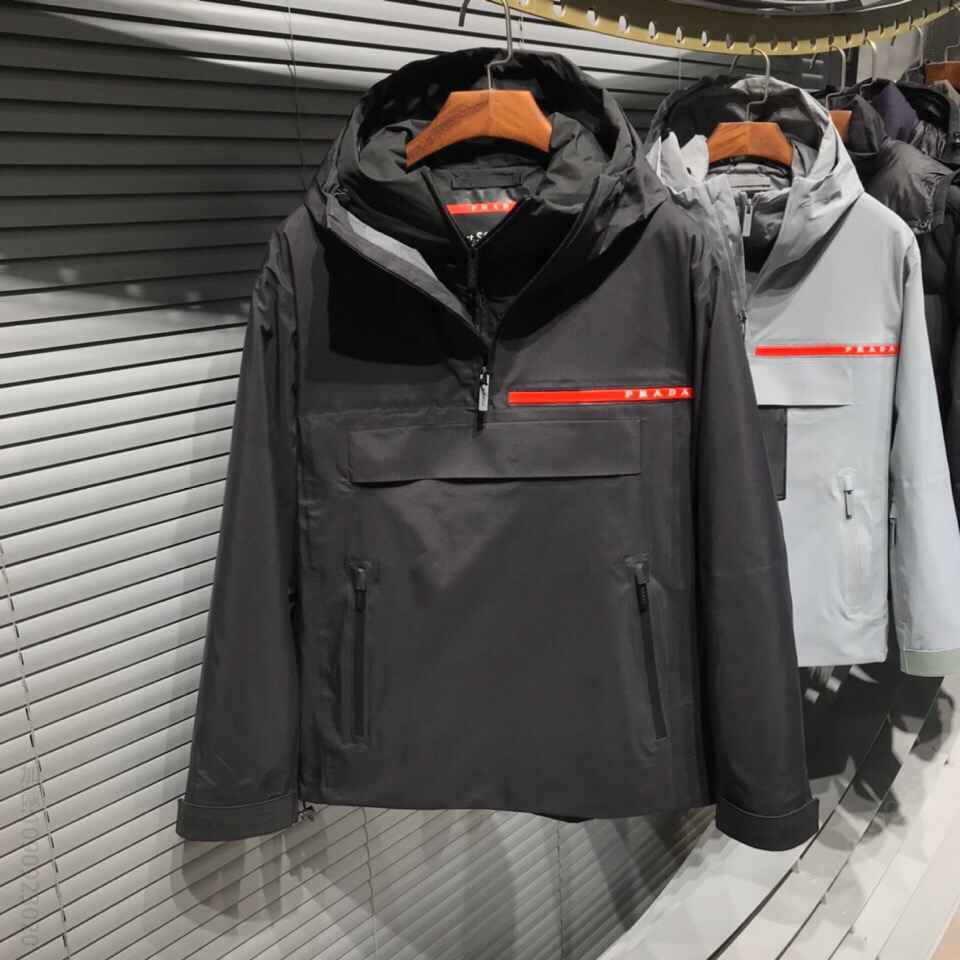 现货 Prad 官网搜 织物面料夹克 LR-HX002防水可脱卸连帽套头羽绒服保暖外套