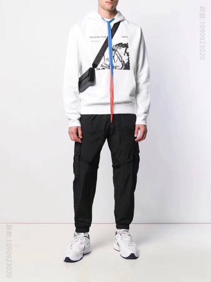 Off white19-20FW秋冬官网新款 吴亦凡同款‎ 前后废墟建筑‎图案 连帽卫衣