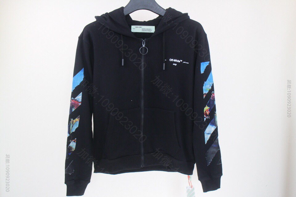 OFF white 19SS OW油画涂鸦拉链卫衣开衫