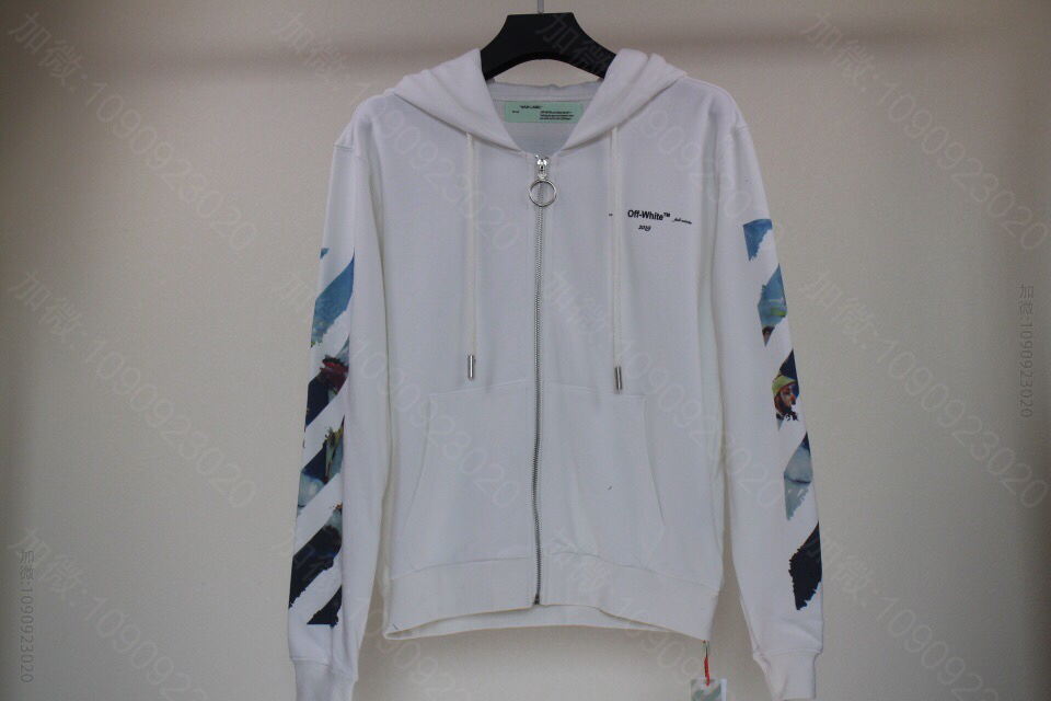 OFF white 19SS OW油画涂鸦拉链卫衣开衫