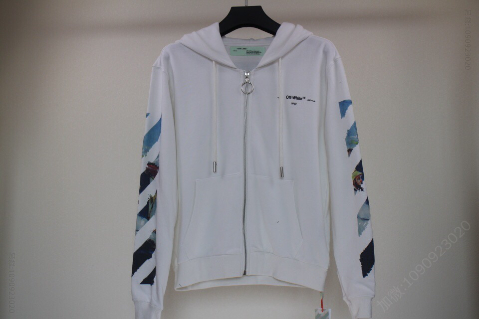 OFF white 19SS OW油画涂鸦拉链卫衣开衫