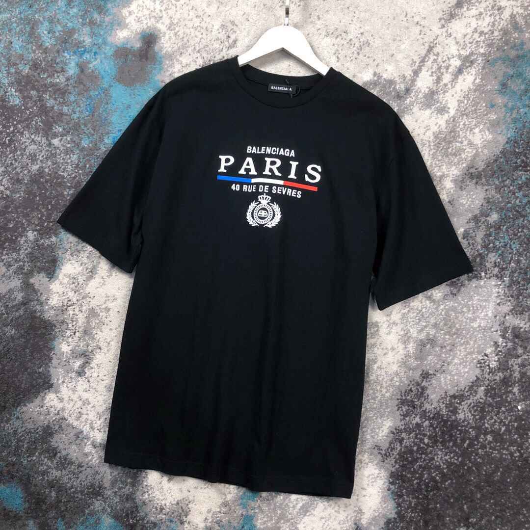 巴黎世家男装短袖T恤 2023新款单品爆款‎短袖 领口定‎制‎螺纹短袖 原单巴黎世家T恤 