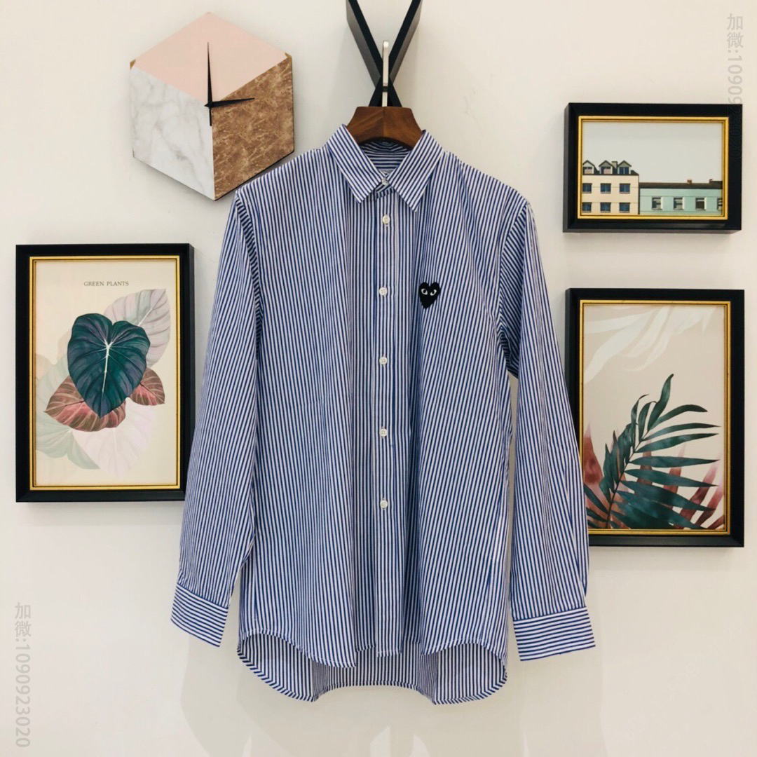 正品级别 COMME des GARCONS CDG PLAY 川久保玲 爱心条纹衬衫