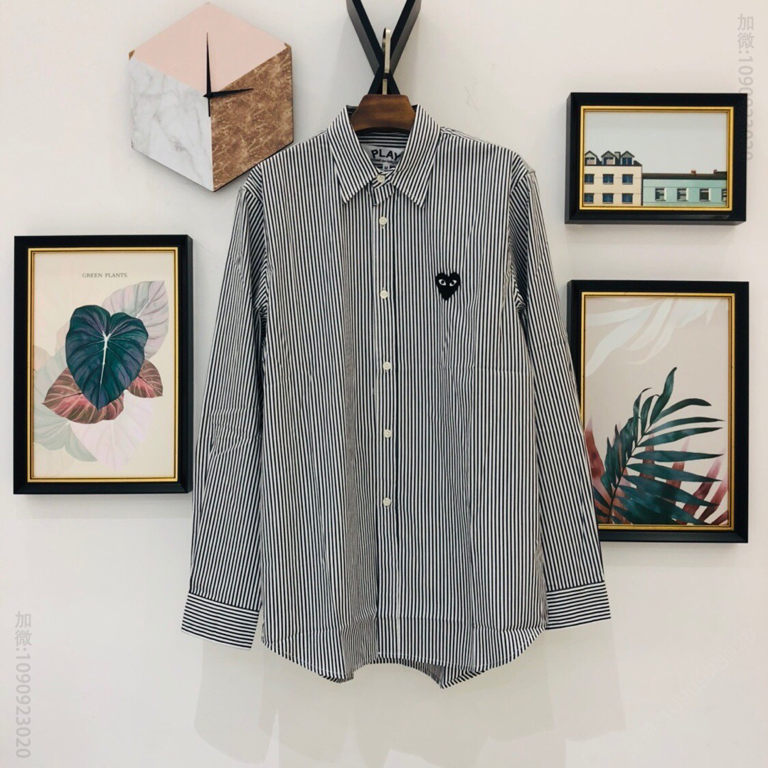 正品级别 COMME des GARCONS CDG PLAY 川久保玲 爱心条纹衬衫