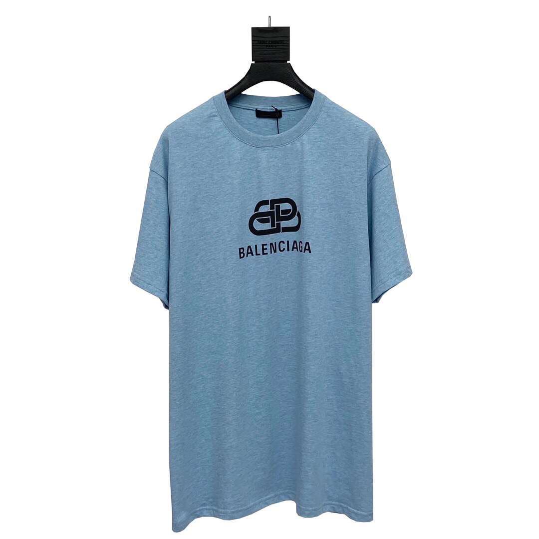 巴黎世家男装短袖T恤 新品上市Blcg 2023ss 锁头短袖T恤淡水蓝配色 原单巴黎世家T恤 