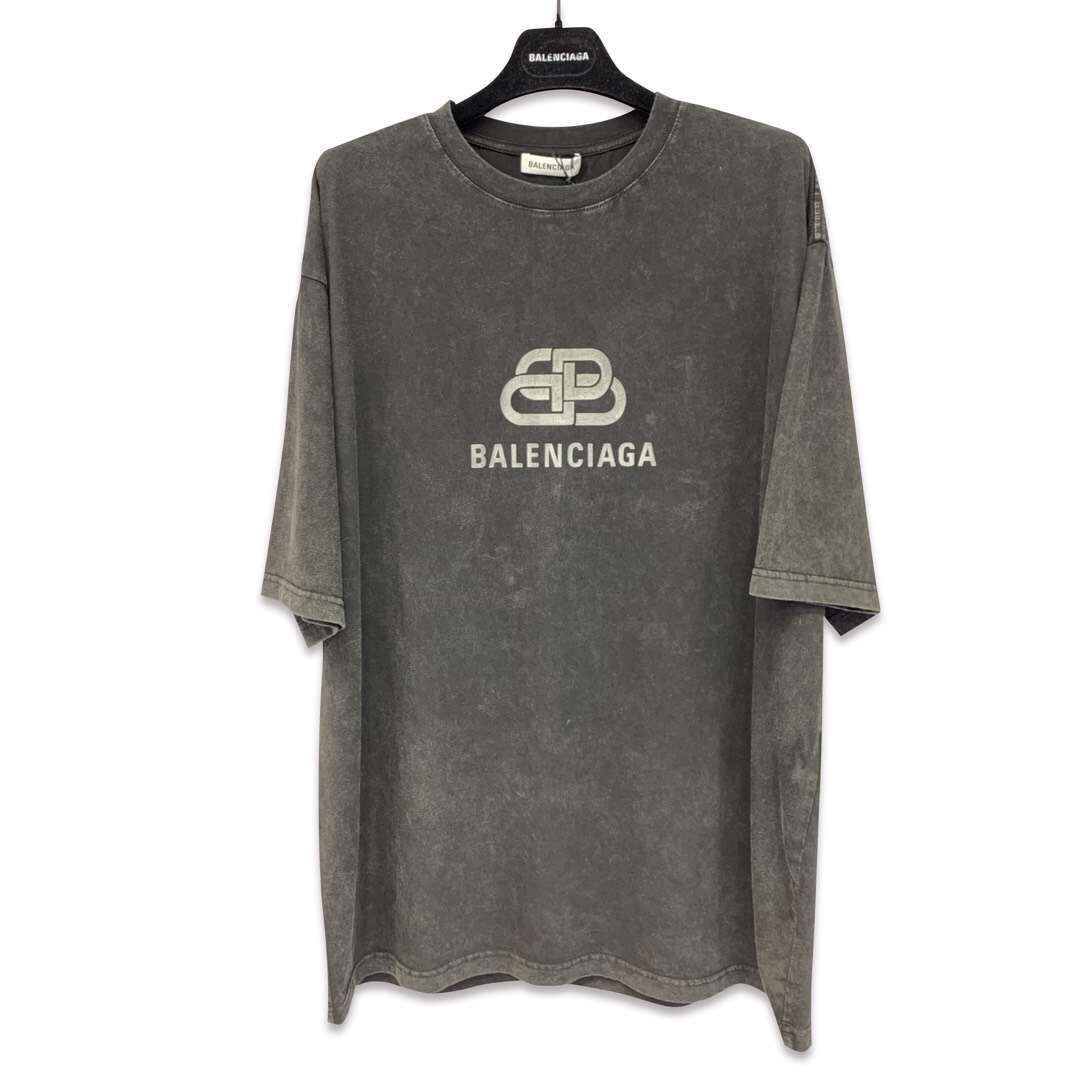 巴黎世家男装短袖T恤 BLCG 重工洗水锁扣短袖T恤 原单巴黎世家T恤 