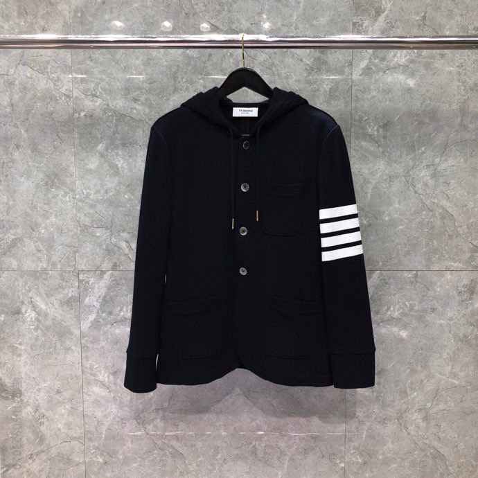 汤姆·布朗 (THOM BROWNE)春秋新季色织四杠连帽休闲外套