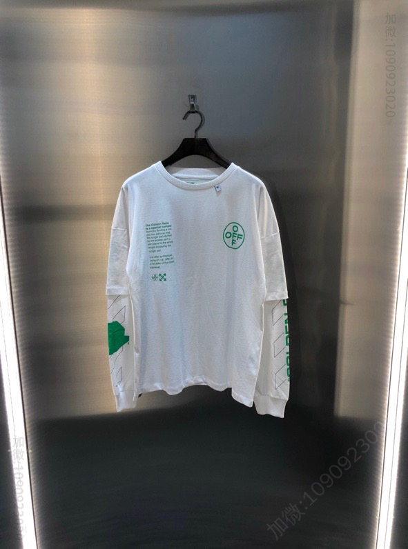 OFF-WHITE 2023SS春夏最新 DOUBLE ARCH SHAPES T-SHIRT不对称荧光绿印花