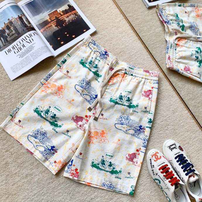 Disney x Gucci亚麻短裤604046 Disney xGucci 2023s迪士尼合作系列亚麻面料短裤