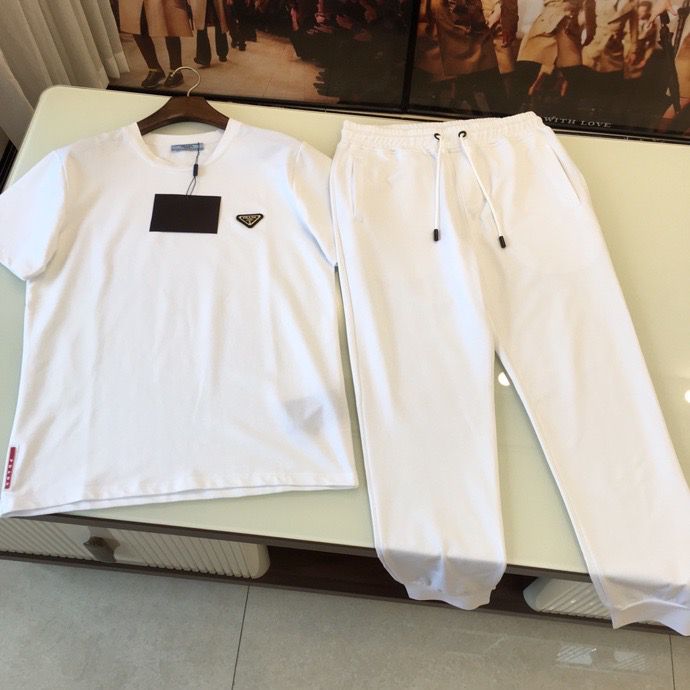普拉达男装运动套装 普拉达。2023最新款休闲短袖套装 原单普拉达运动套装 