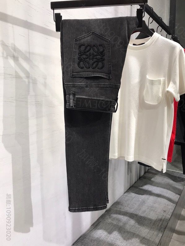 LOEWE/罗意威原单男士高端深灰系时装丹宁牛仔裤