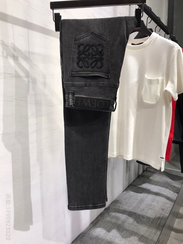 LOEWE/罗意威原单男士高端深灰系时装丹宁牛仔裤