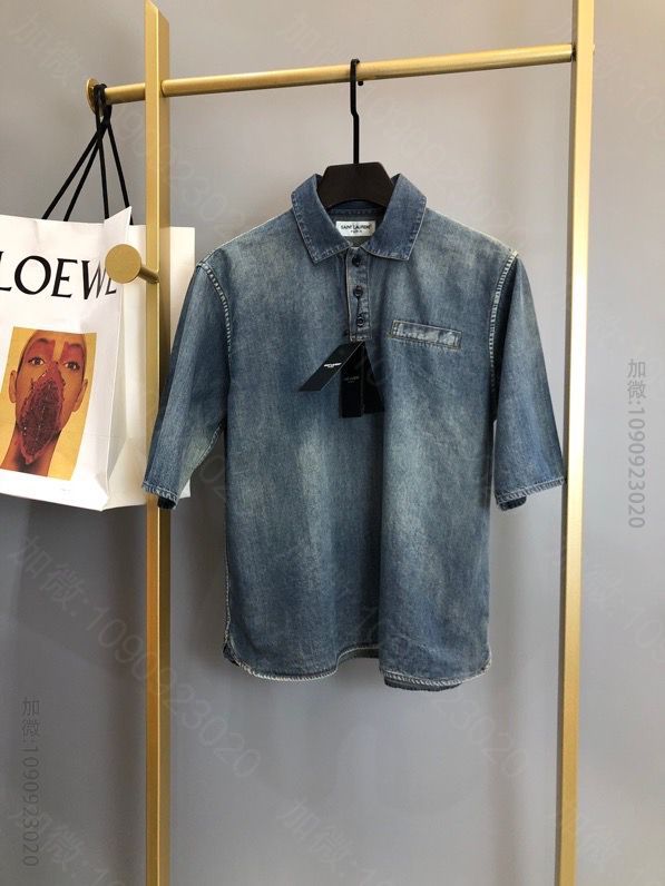 YSL 巅峰秀场系列 男士半袖牛仔衣