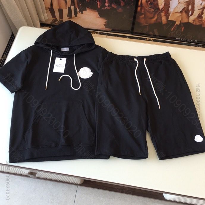 M94045_蒙口男装运动套装 MO 20年夏季新款‮尚时‬爆款运动休闲‮帽连‬套装 原单蒙口运动套装